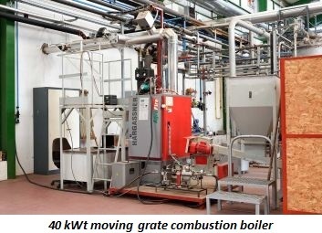 photo of 40 kWt moving grate combustion boiler