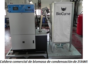 Caldera comercial de biomasa de condensación de 25 kWt