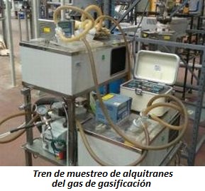 Tren de muestreo de alquitranes del gas de gasificación