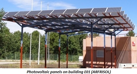 photo of photovoltaic panels on building E01 (ARFRISOL)