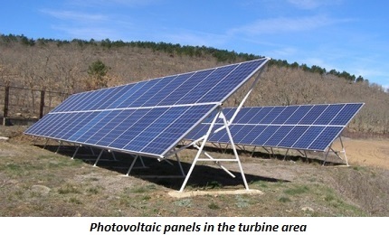 photo of photovoltaic panels in the turbine area