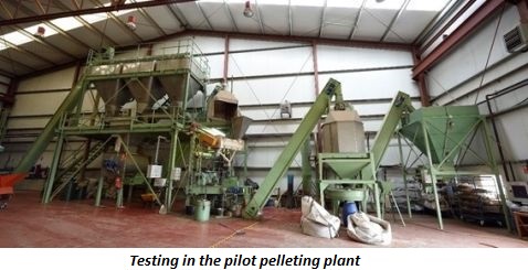 photo of testing in the pilot pelleting plant