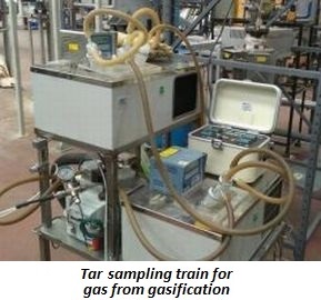 photo of tar sampling train for gas from gasification