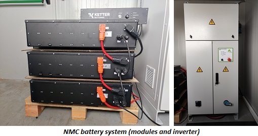 Image of NMC battery system (modules and inverter)